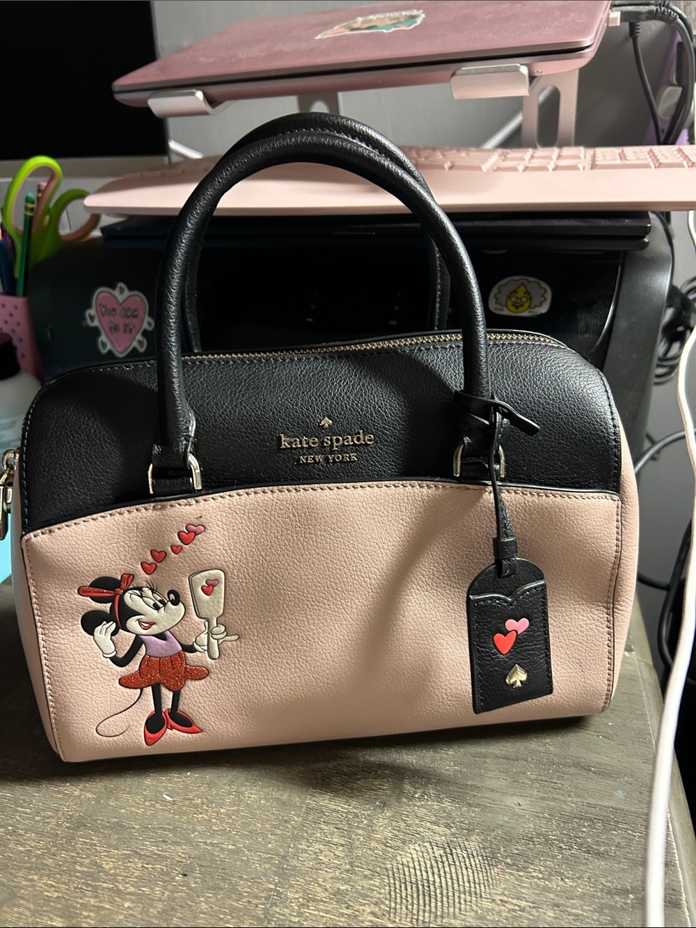 Kate Spade x Disney Minnie Mouse‎ Medium Duffel Bag  "Pale Vellum Multi" leather